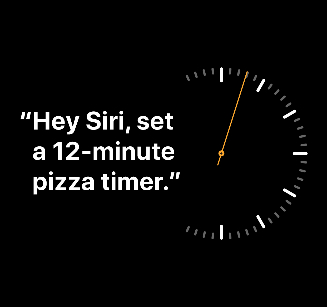 An illustration of the words “Hey Siri, set a 12-minute pizza timer”