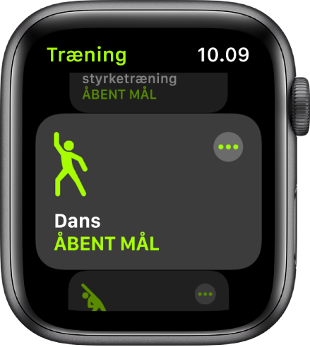 Skærmen Træning med dansetræning fremhævet.