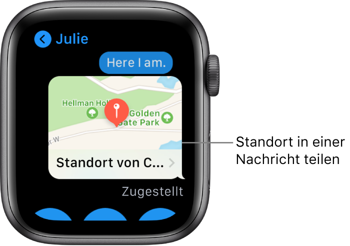 App „Nachrichten“ mit einer Karte mit dem Standort des Senders.