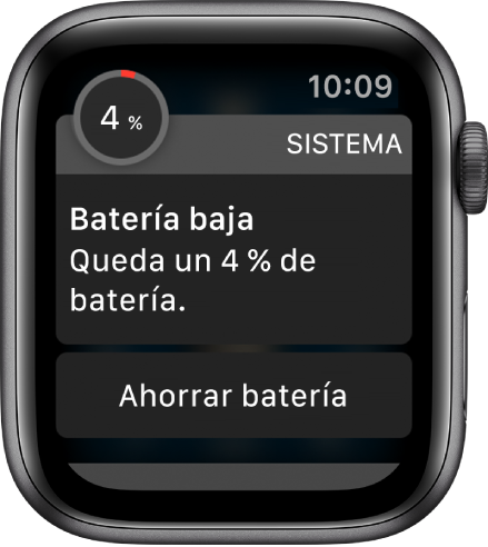 La alerta de batería baja incluye un botón que puedes pulsar para activar el modo de ahorro de batería.
