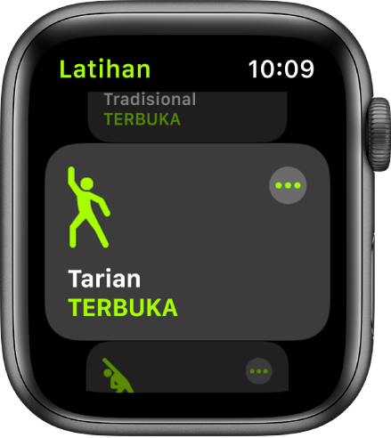 Skrin Latihan dengan latihan Tarian diserlahkan.