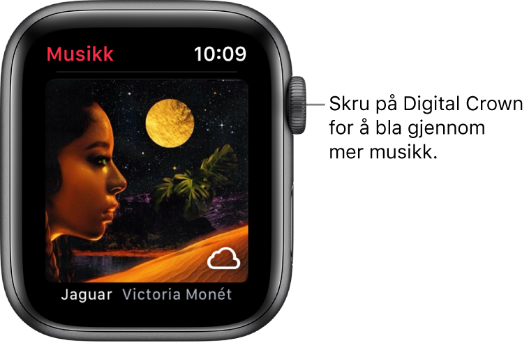 Skjerm som viser et album og bildene i Musikk-appen.