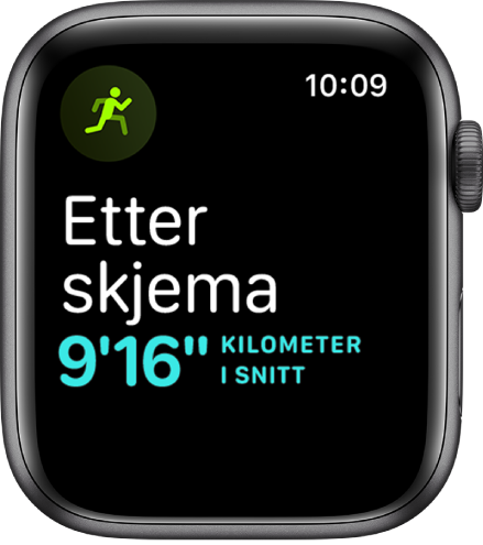 Et Trening-skjermbilde som sier at du ligger bak målfarten din.