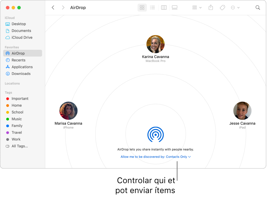 La finestra de l’AirDrop.
