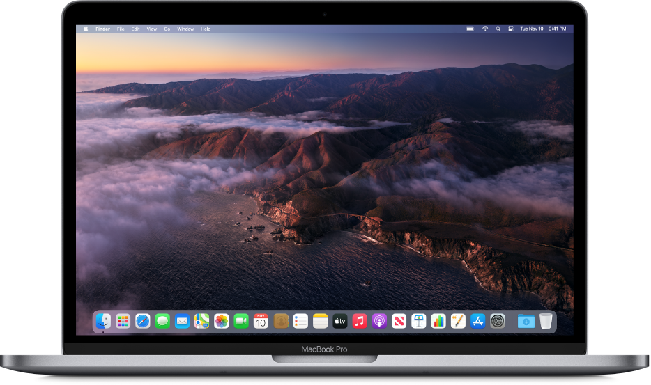 Plocha v systému macOS Big Sur, na níž je vidět dynamický obrázek