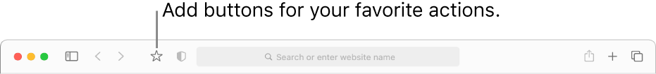 A toolbar showing a button you can add for your favorite actions.