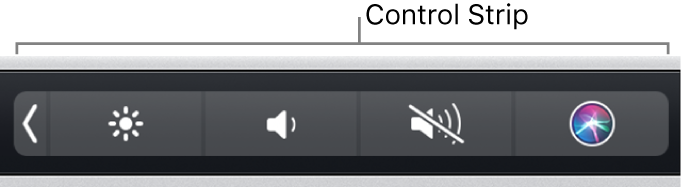 La Control Strip contraída en el extremo derecho de la Touch Bar.