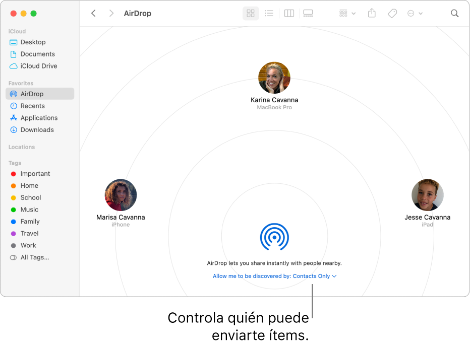 Ventana de AirDrop