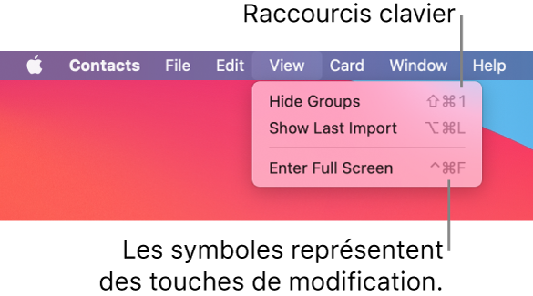 L’app Safari avec les raccourcis clavier du menu Fichier mis en évidence