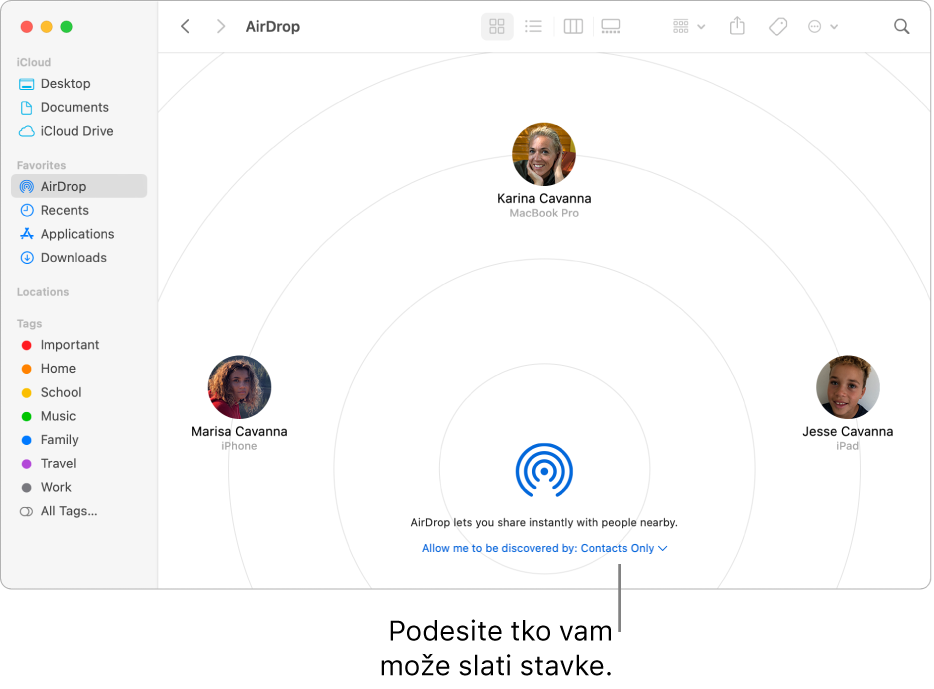 Prozor AirDrop.