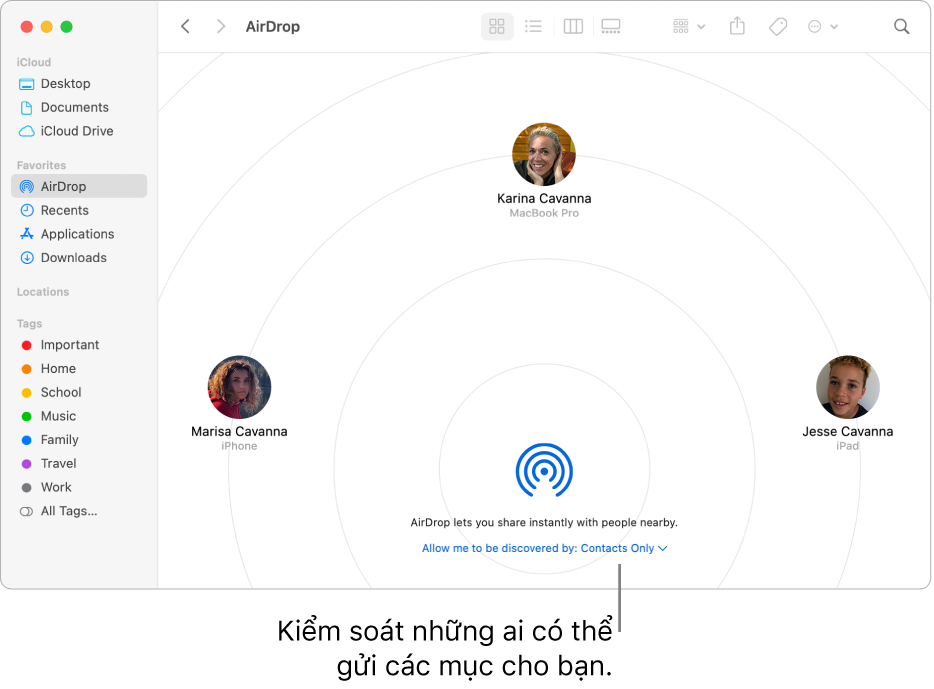 Cửa sổ AirDrop.