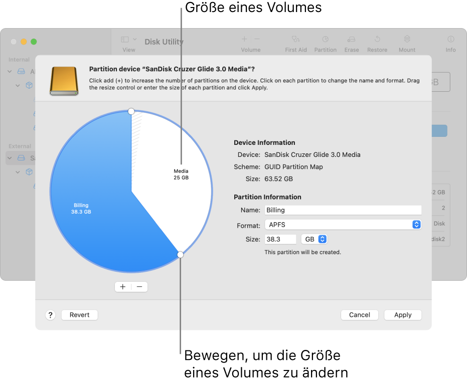 Physische Festplatte mit zwei Partitionen