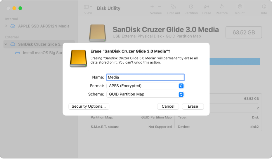 convert sandisk usb to original format for mac