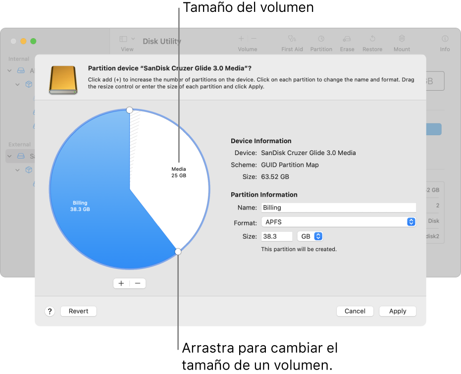 Un disco físico con dos particiones