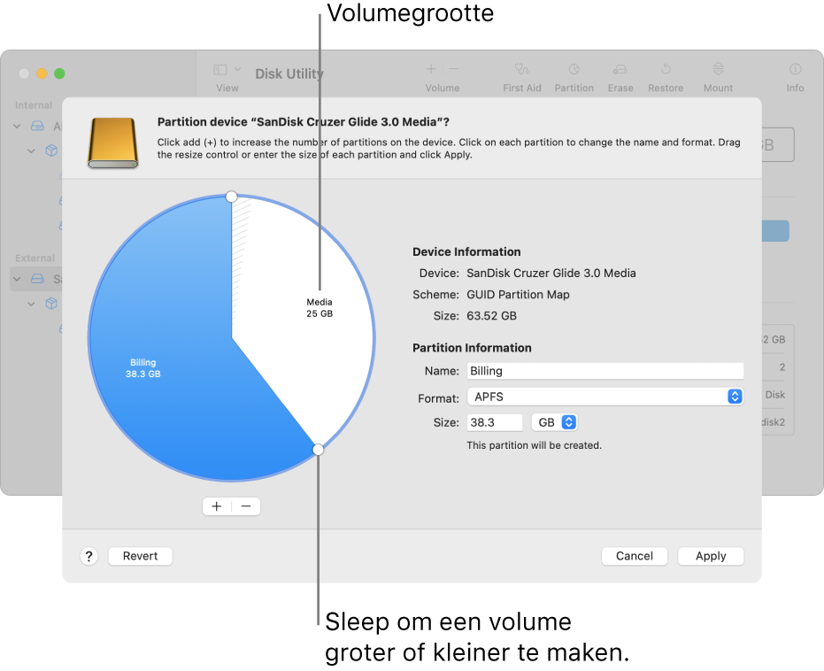 Een fysieke schijf met twee partities.