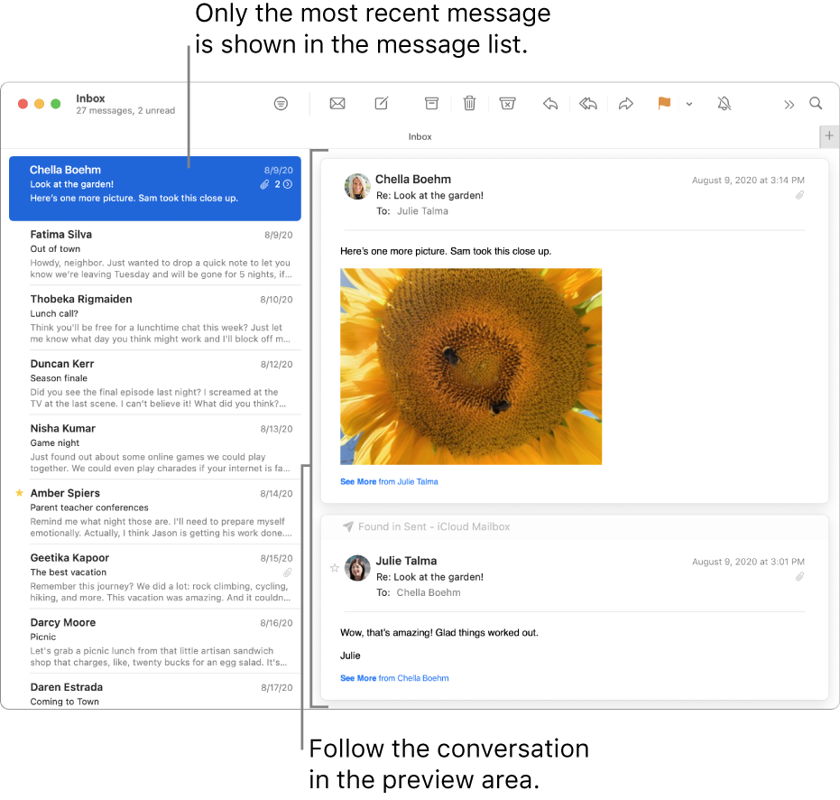 change the recieve email for messages on a mac