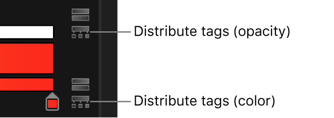 Los iconos de distribución de etiquetas situados junto a las barras de opacidad y de color