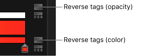 Los iconos de inversión de etiquetas situados junto a las barras de opacidad y de color