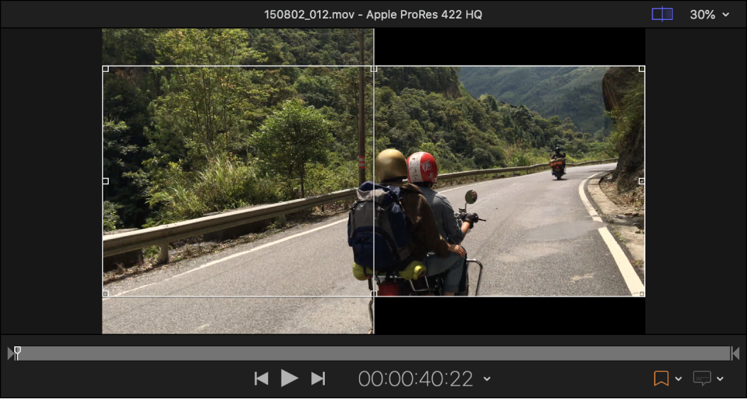 Preview area showing example of Panavision 2.35:1 cropping of a 16x9 source