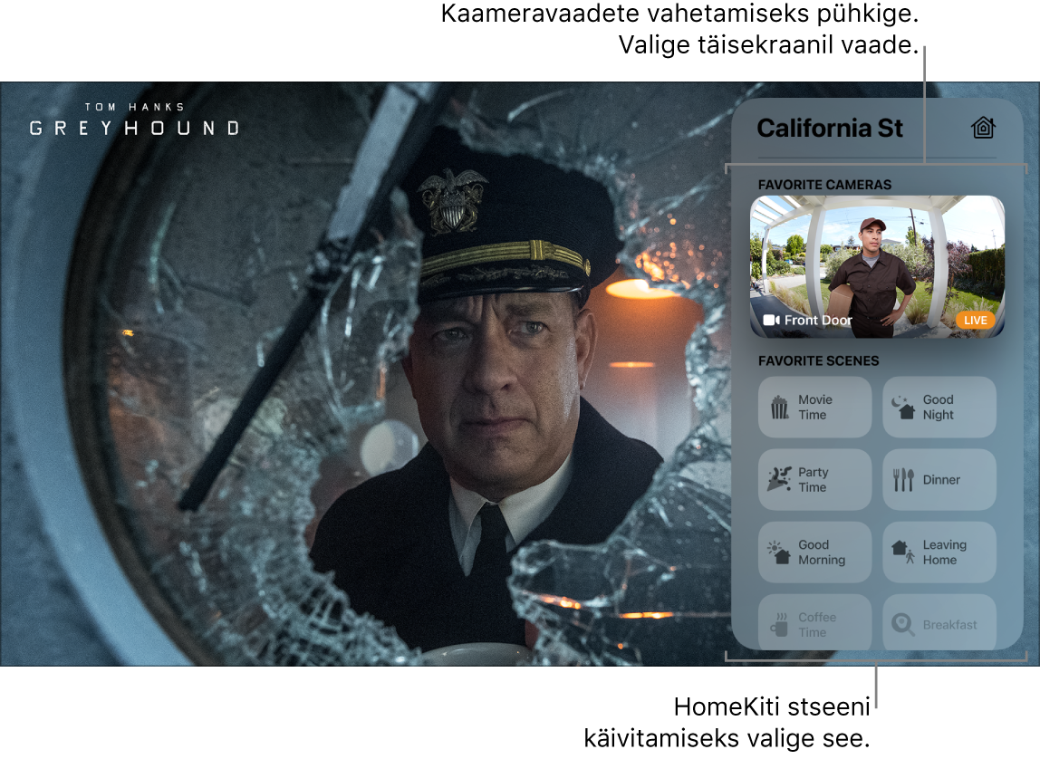Apple TV ekraanil kuvatakse Control Centeri HomeKiti kuva