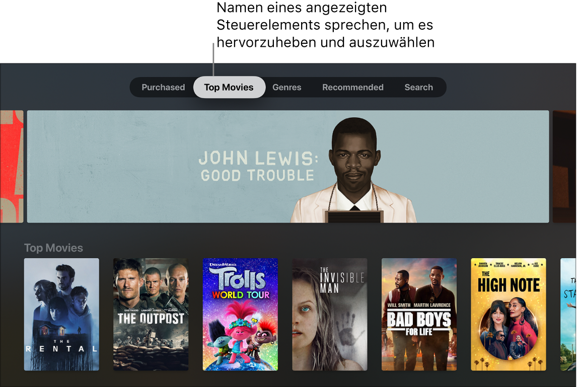 iTunes Movies Store mit Anfragen, die gesprochen werden können