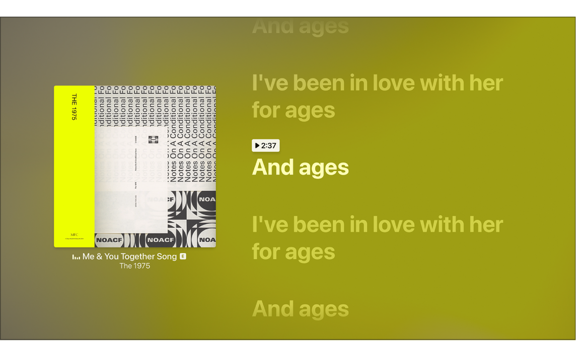 Now Playing screen showing lyrics