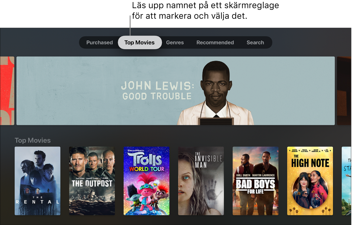 Filmer i iTunes Store med menyförfrågningar som kan sägas