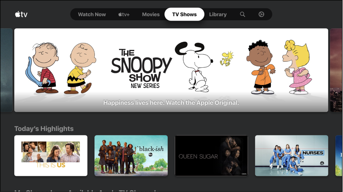 Pantalla que muestra Programas de TV