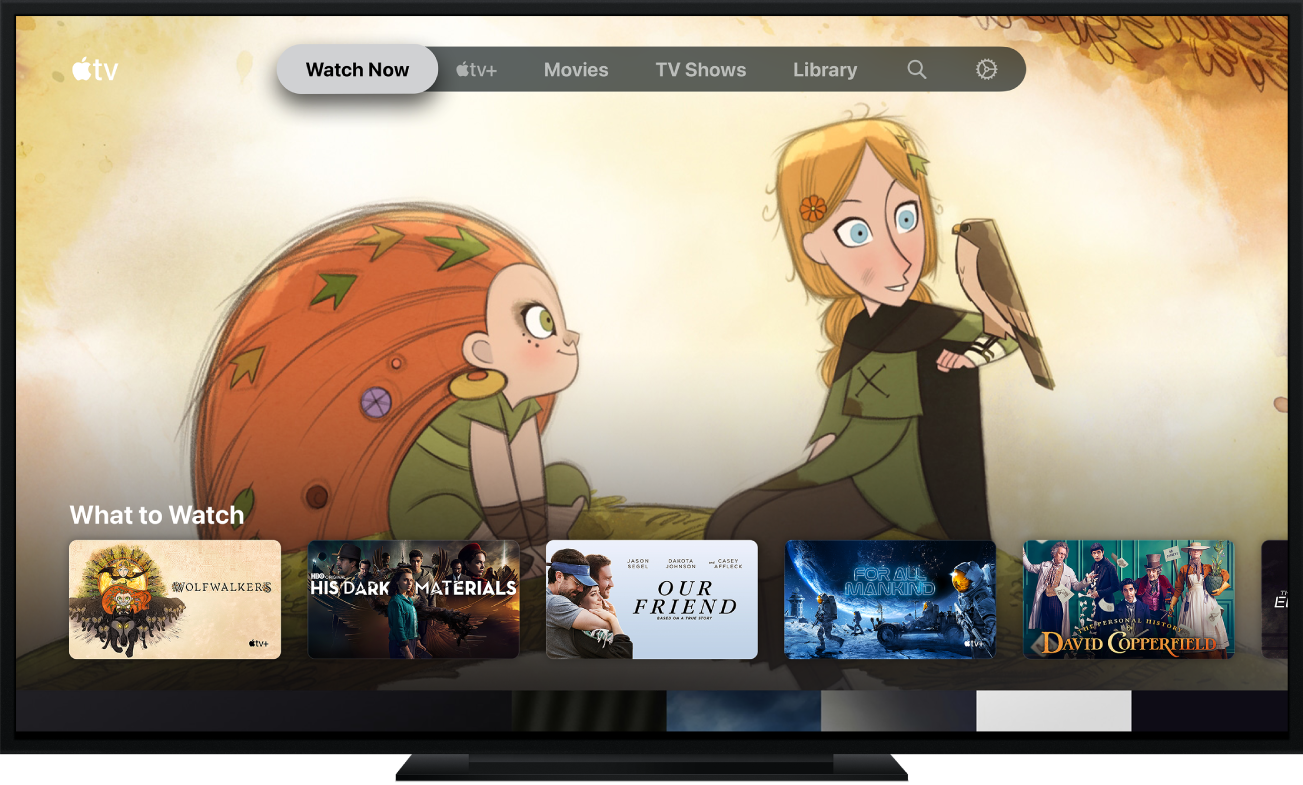 De Apple TV-app op een tv-scherm