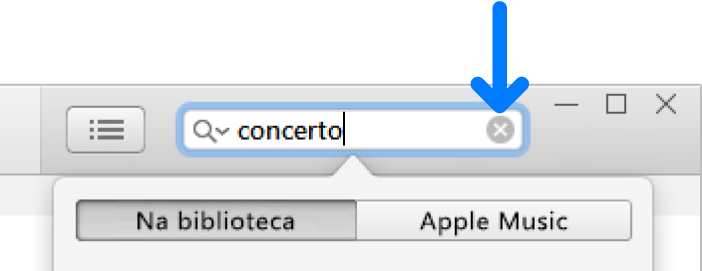 O campo de pesquisa com texto introduzido; o botão Apagar encontra-se à direita do campo de pesquisa.