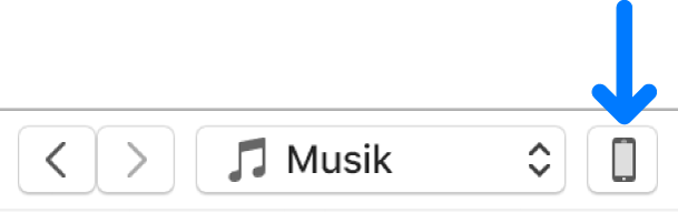 Enhetsknappen är markerad nära överkanten av iTunes-fönstret.