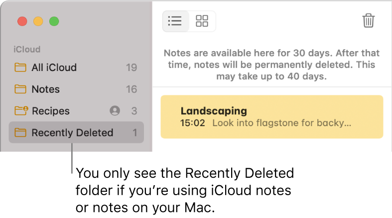 how to find recently deleted notes on mac