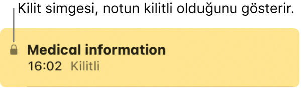 En solunda kilit simgesi olan kilitli bir not.