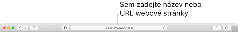 Dynamické vyhledávací pole v Safari, do kterého lze zadat název nebo URL stránky