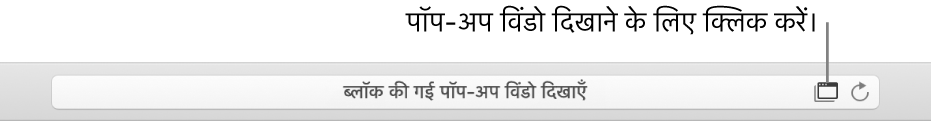 पॉप-अप विंडो की अनुमति के लिए दाईं ओर स्मार्ट सर्च फ़ील्ड दिखाने वाला एक आइकॉन।