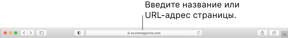 Поле смарт-поиска Safari, в которое можно ввести имя или URL-адрес страницы.