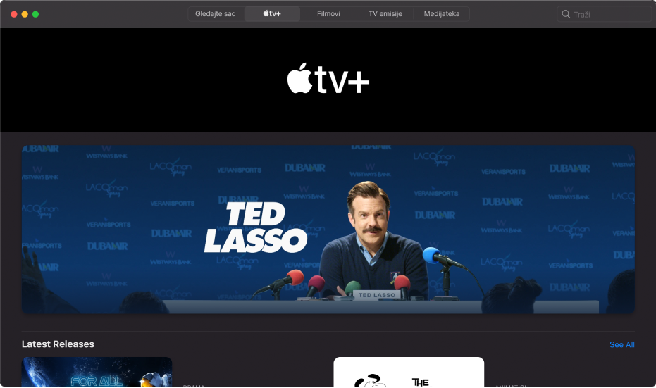 Zaslon koji prikazuje Apple TV+
