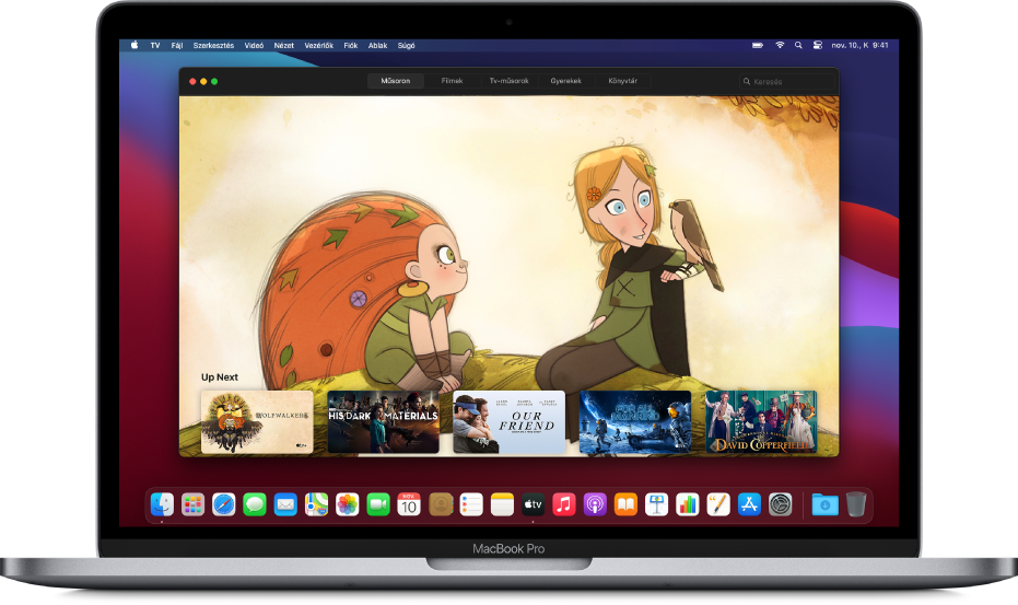 Az Apple TV alkalmazás ablaka a háttérben.