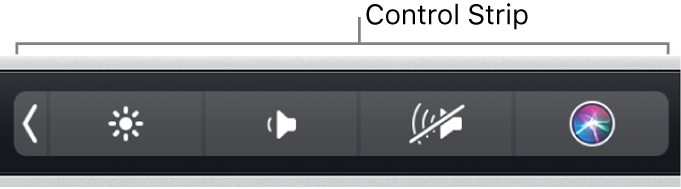 ה-Control Strip בפריסה מכווצת ממוקם בקצה ה-Touch Bar.