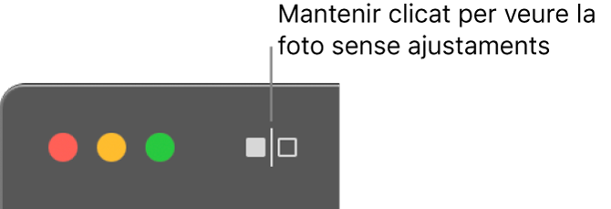 El botó “Sense ajustos”, al costat dels controls de la finestra a la cantonada superior esquerra de la finestra.