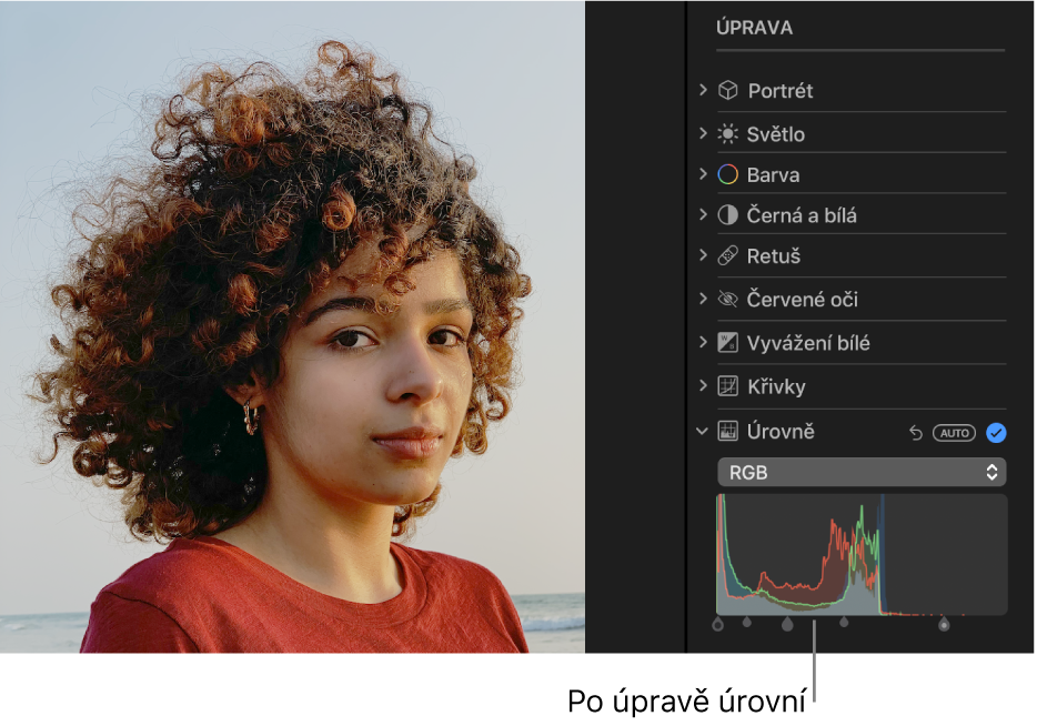Fotografie po úpravách úrovní