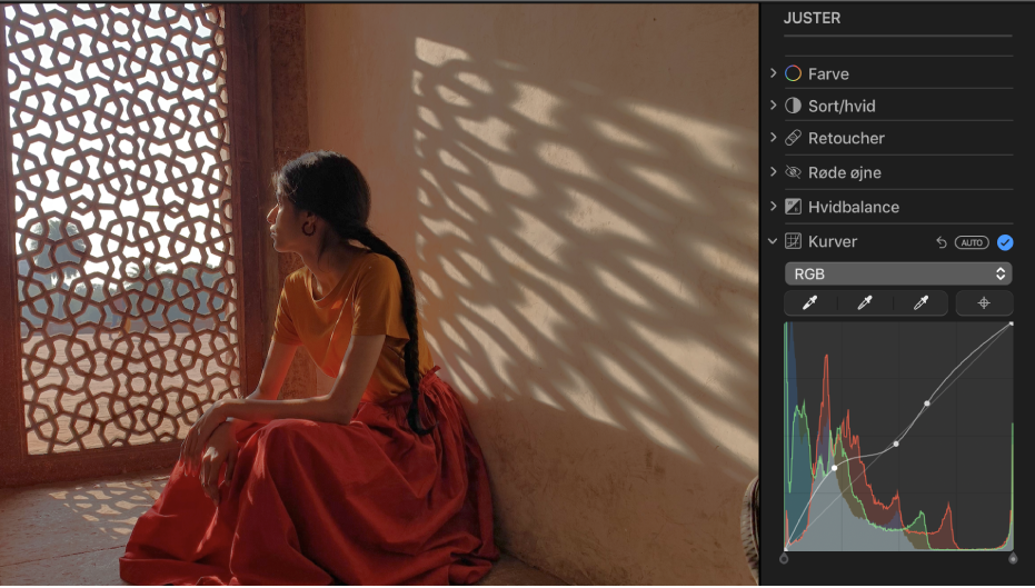 Et fotografi efter kurvejusteringer.