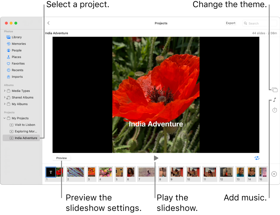 browse for mucic to add with photo slideshow on mac