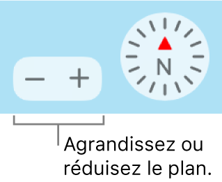 Les boutons Réduire/agrandir sur le plan.