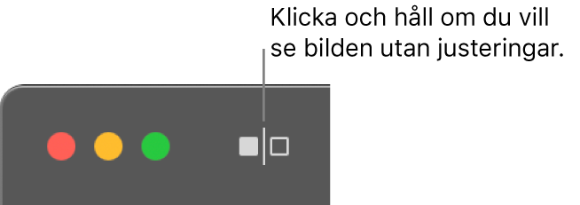 Knappen Utan justeringar bredvid reglagen i det övre vänstra hörnet av fönstret.