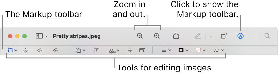 The Markup toolbar for editing images.