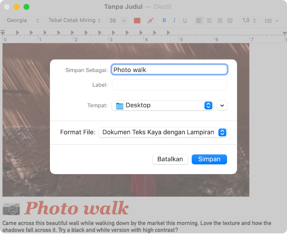 Dialog Simpan dengan menu Format File di bagian bawah.