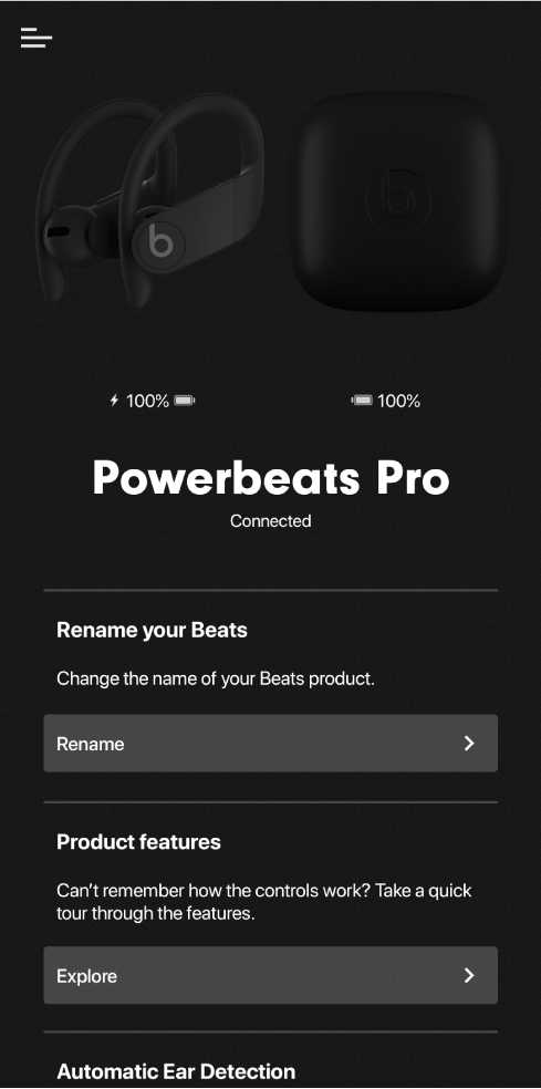 Skjerm for Powerbeats Pro-enhet