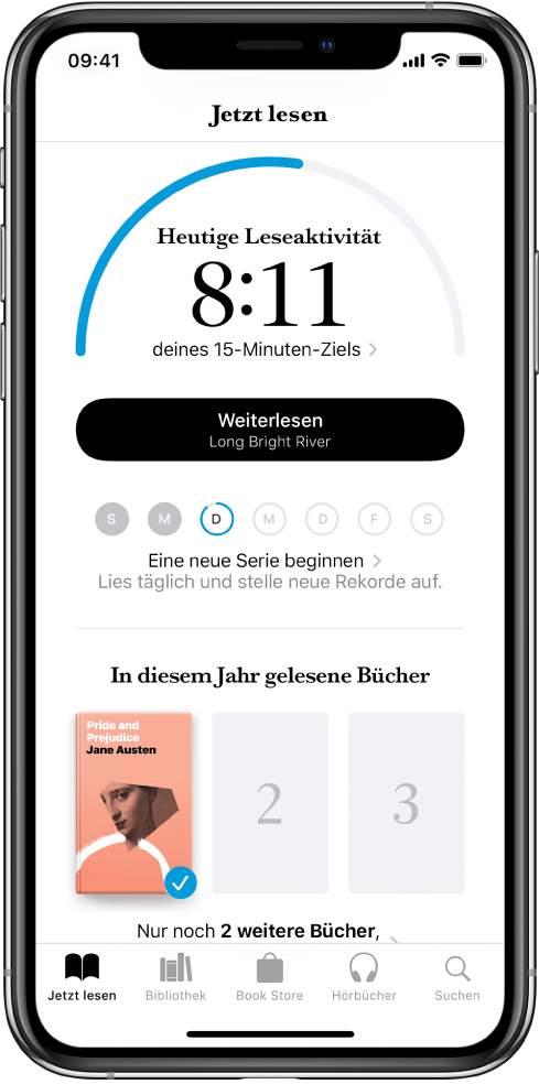 Festlegen Von Lesezielen In Der App Bucher Auf Dem Iphone Apple Support
