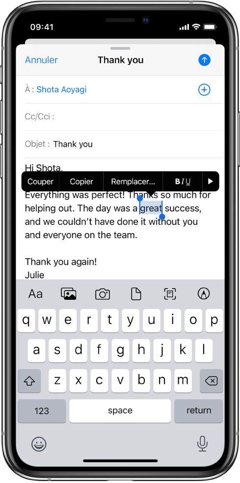 Selectionner Et Modifier Du Texte Sur L Iphone Assistance Apple Selectionner Et Modifier Du Texte Sur L Iphone Assistance Apple